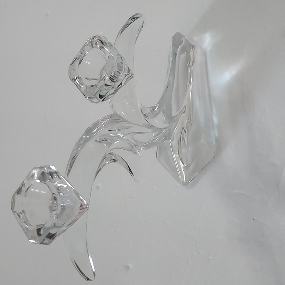 Crystal Twin Moon Candleholder for Taper Candles Clear Color.7in.Hx7.5in.W - Picture 3 of 5